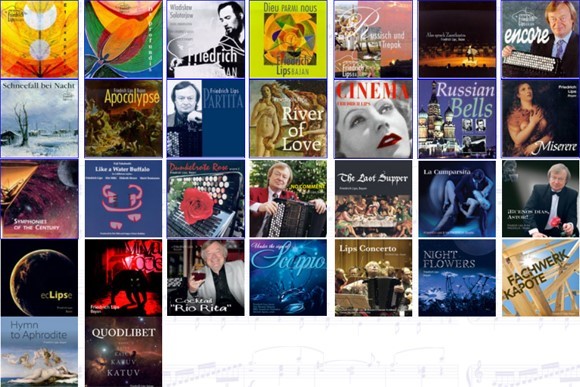 graphic of 30 CD covers by Friedrich Lips